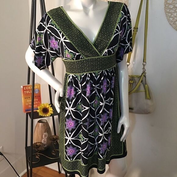 London Times front back v neck silky dress - Picture 7 of 8